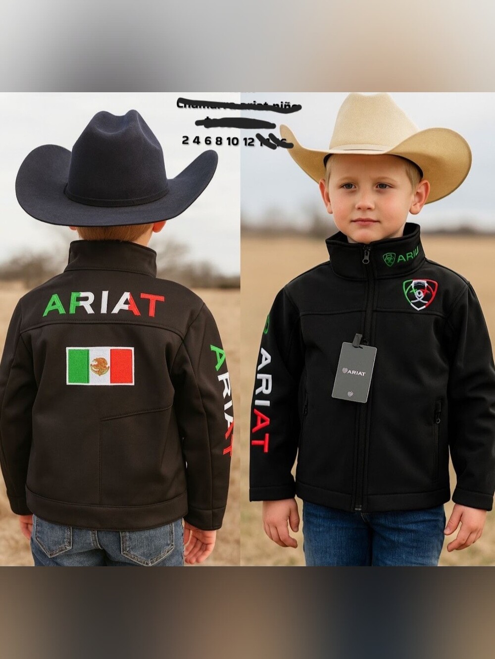 Ariat Black Kids' Softshell Jacket with Mexican Flag and Red/Green Accents
